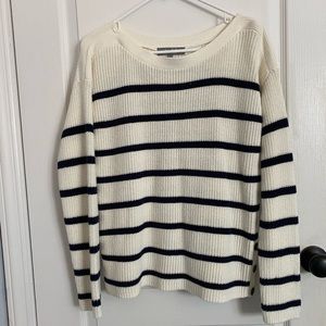 White and blue striped sweater